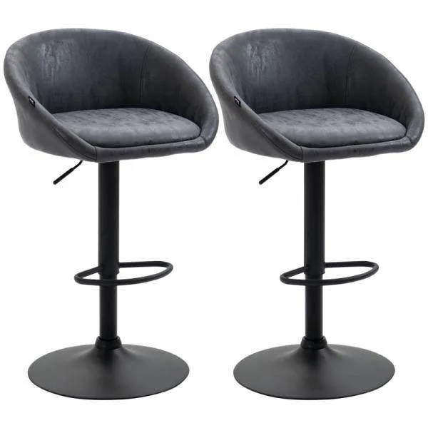 2er-Set Barhocker, höhenverstellbar, 360-Grad-Schwenk-Design, Grau