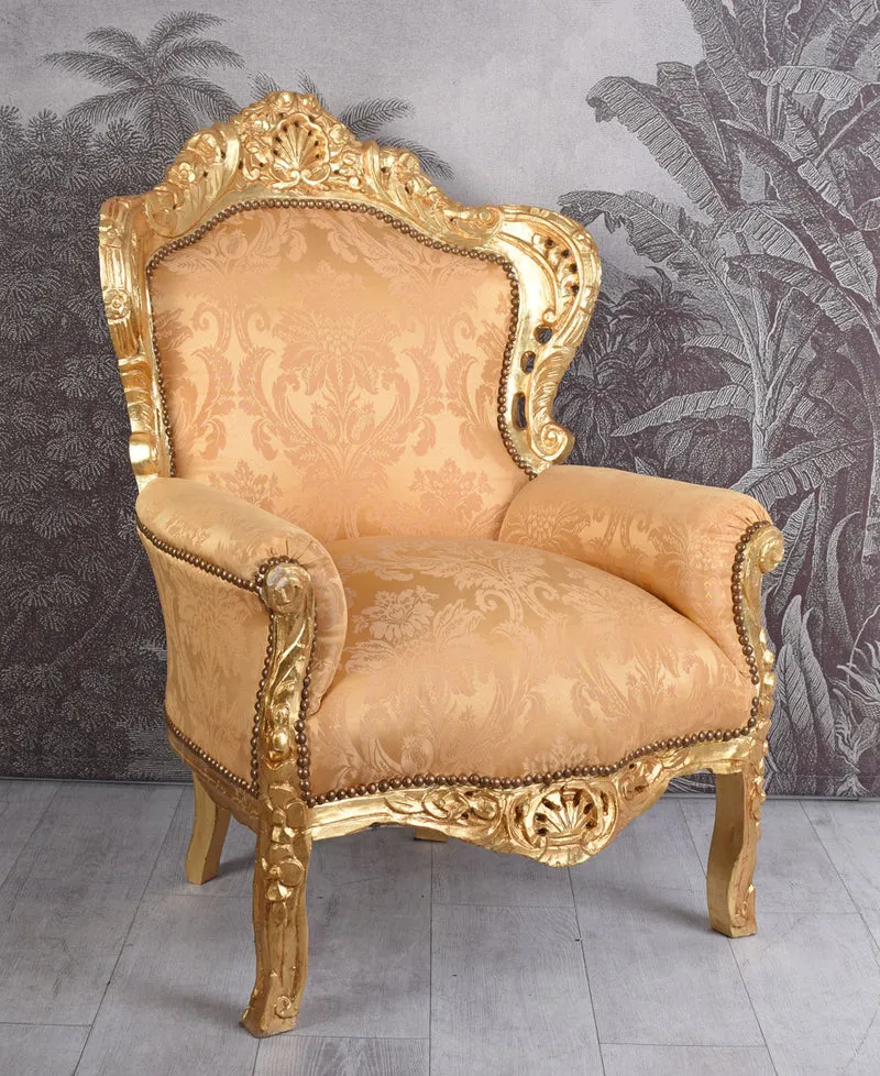 BAROCKSESSEL XXL GOLD ARMLEHNSESSEL ANTIK STUHL VERSAILLES 116CM