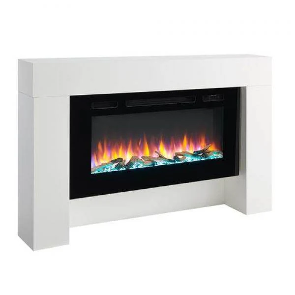 BALDERIA Elektrokamin Herkules 3D-Flammeneffekt, dimmbar, Heizung 2000W Weiss