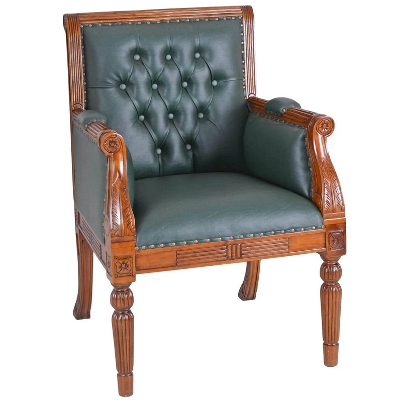 LIBRARY CHAIR LEDERSESSEL MAHAGONI CHESTERFIELD BIBLIOTHEKSESSEL