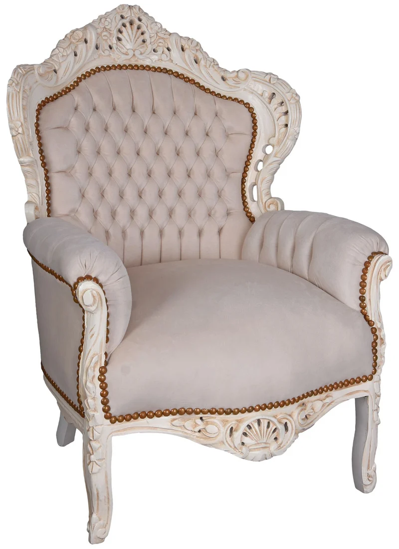 XXL SESSEL BAROCK CREME-WEISS HELLGRAU