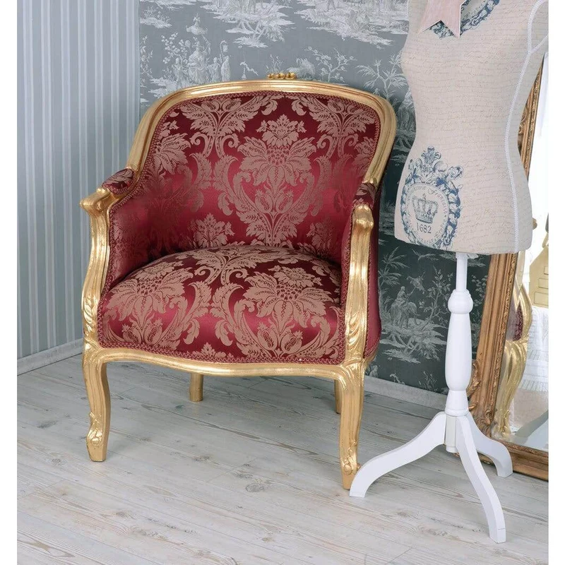 BERGERE EN CONFESSIONAL BAROCK SESSEL GOLD ROT