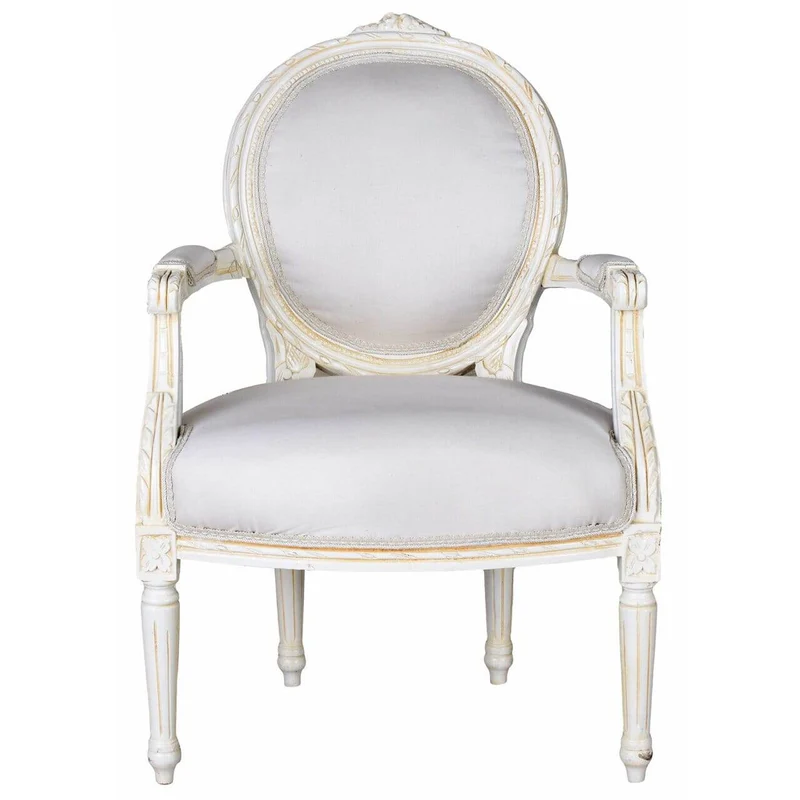 KÖNIGLICHER MEDAILLON SESSEL BAROCKSTIL WEISS