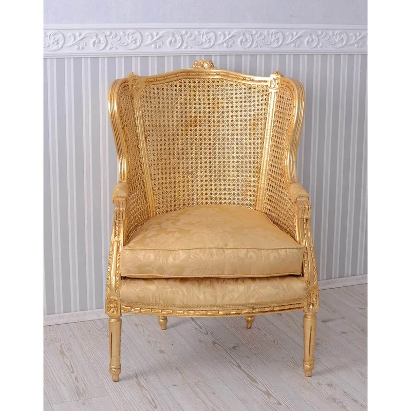 ELEGANTER OHRENSESSEL IM BAROCK STIL GOLD