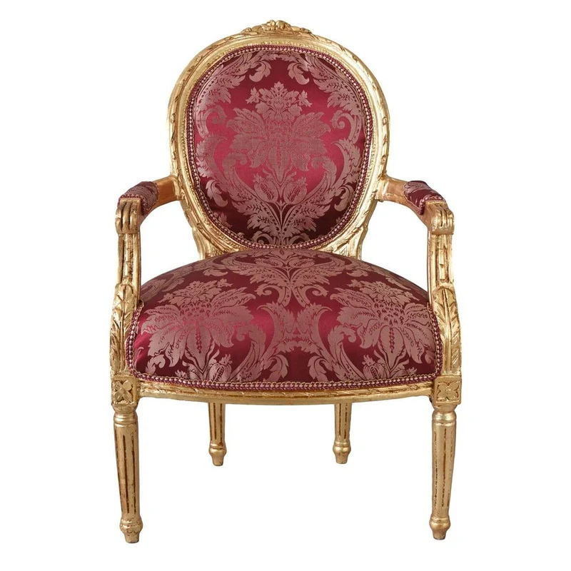 Königlicher Medaillon Sessel Barockstil Rot Gold
