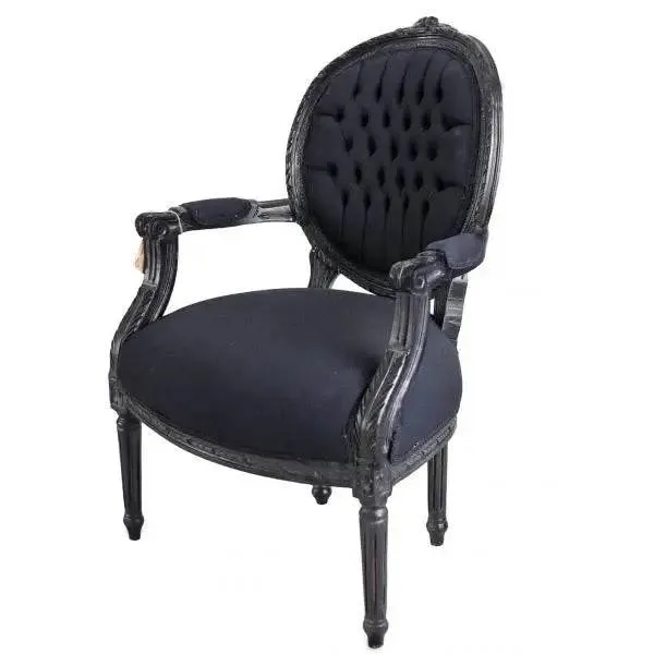 BAROCK SESSEL IM SHABBY CHIC VINTAGE STIL SCHWARZ/DUNKELGRAU