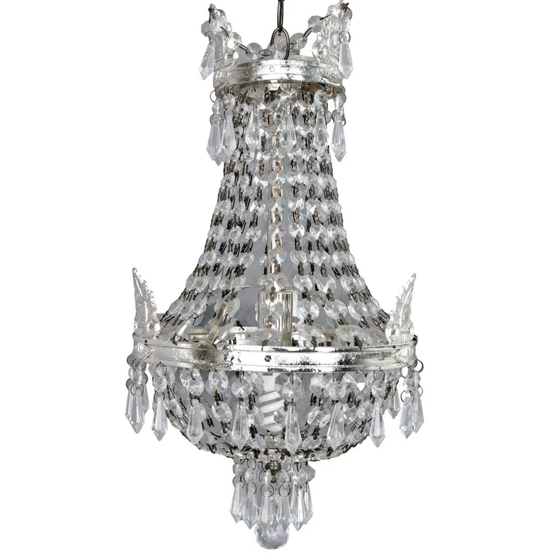 KRONLEUCHTER ANTIK LÜSTER SILBER KRISTALLLEUCHTER DECKENLÜSTER LAMPE
