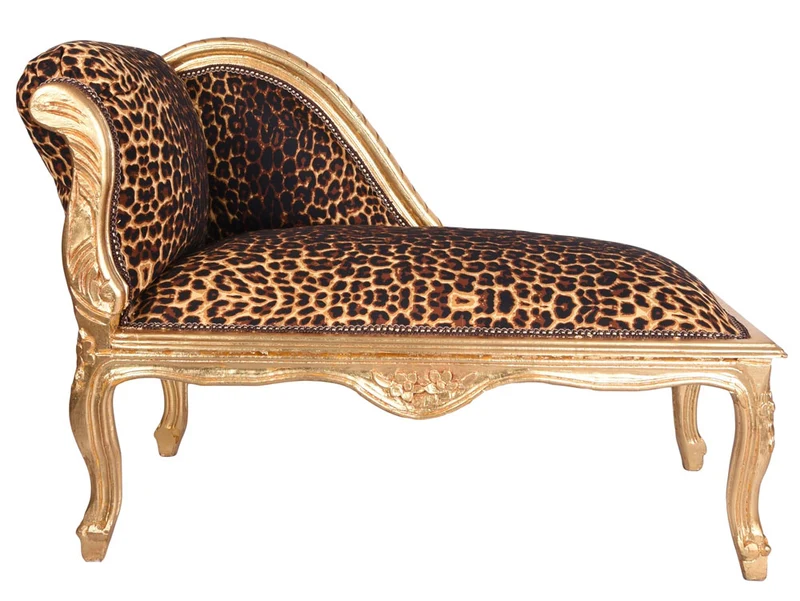 ROMANTISCHES SOFA OTTOMANE LANDHAUSSTIL SHABBY GOLD LEOPARD