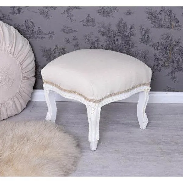 FUSSSCHEMEL BAROCK HOCKER FUSSHOCKER FUSSBANK ANTIK WEISS
