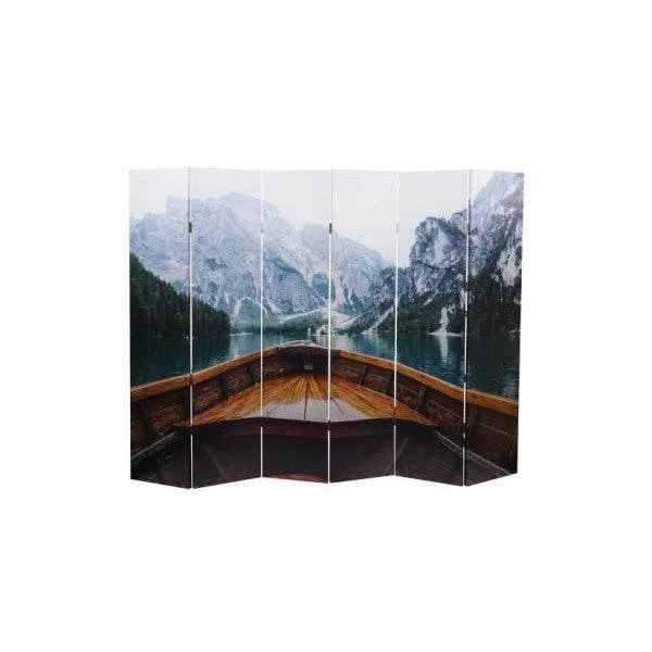 Foto-Paravent HWC-A83, Raumteiler Trennwand Sichtschutz, FSC-zertifiziert ~ 180x244cm Boot