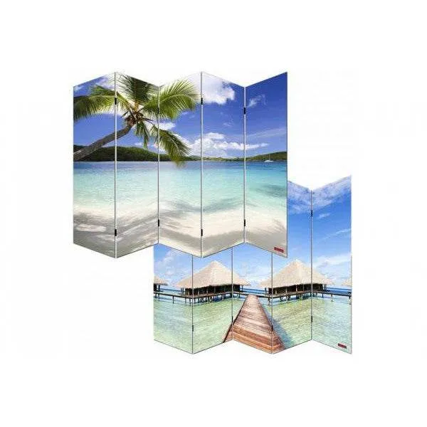 Foto-Paravent Paravent Raumteiler Trennwand M68 ~ 180x200cm, Strand
