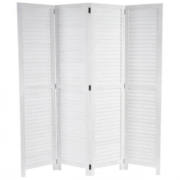 Paravent HWC-C30, Raumteiler Trennwand Sichtschutz, Shabby-Look Vintage, 170x160cm ~ weiss