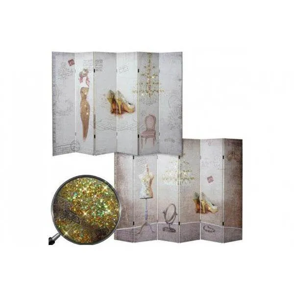 Foto-Paravent Vintage, Raumteiler Trennwand, Glitzer Retro Fashion FSC-zertifiziert ~ 180x240cm