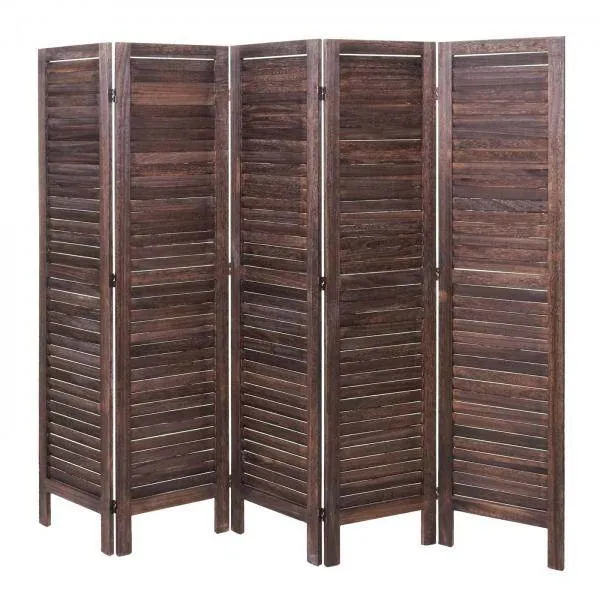 Paravent HWC-G30, Trennwand Sichtschutz Raumteiler, Shabby-Look 170x200cm ~ braun