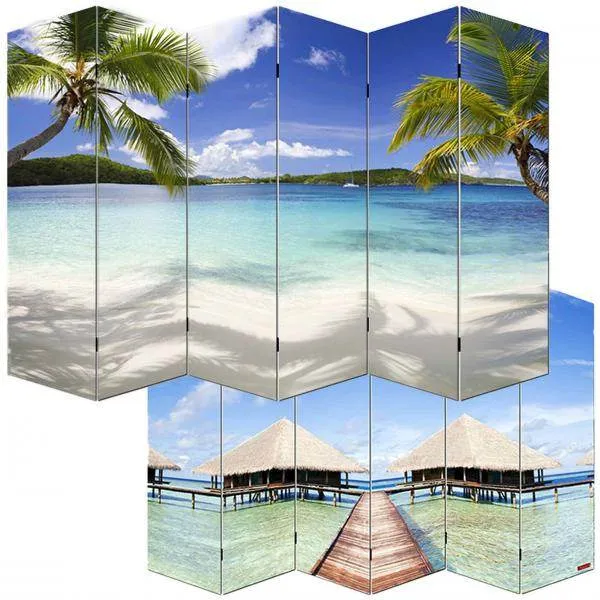Paravent Raumteiler Trennwand M68 FSC-zertifiziert 180x240cm, Strand