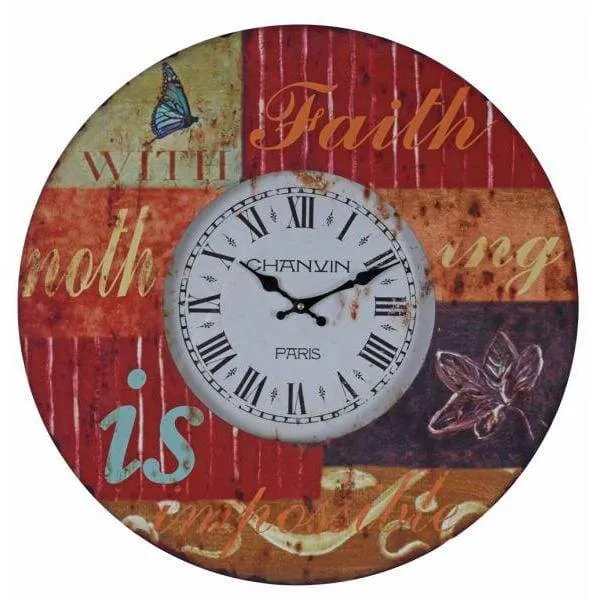 GROSSE WANDUHR 60CM KÜCHENUHR RUND WOHNZIMMER RETRO HÄNGEUHR