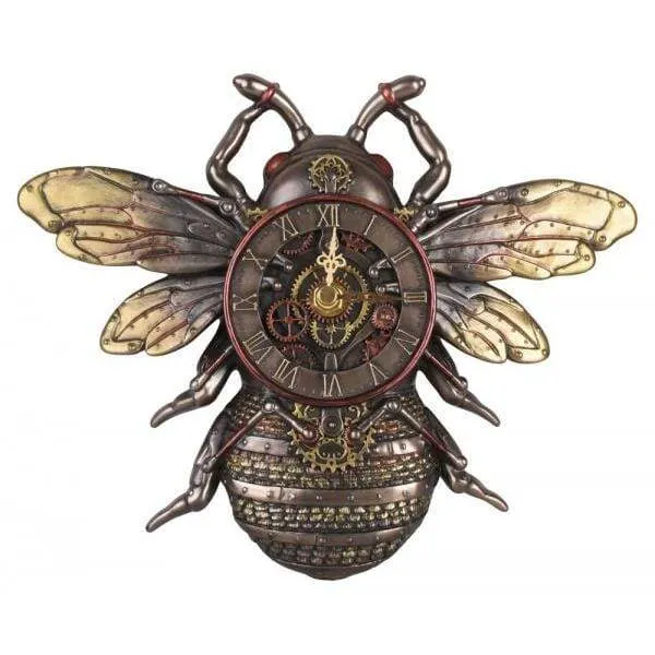 STEAMPUNK WANDUHR BIENE RETRO FUTURISMUS WANDFIGUR BIENENKÖNIGIN
