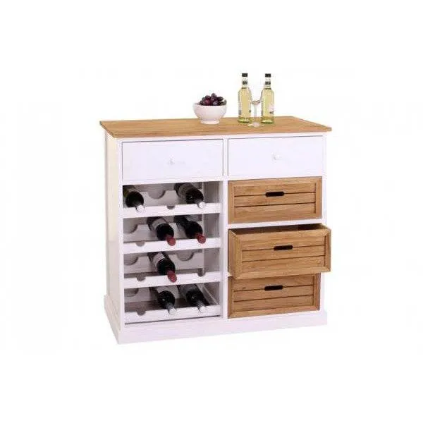 Weinregal, Kommode Flaschenregal mit Schubladen, Landhausstil