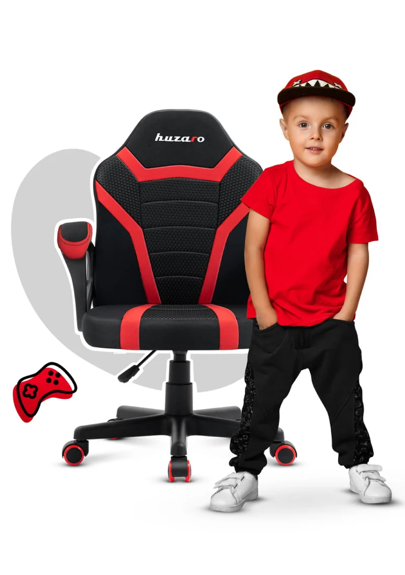 Fotel Gamingowy dla dziecka HUZARO RANGER 1.0 Red Mesh OUTLET