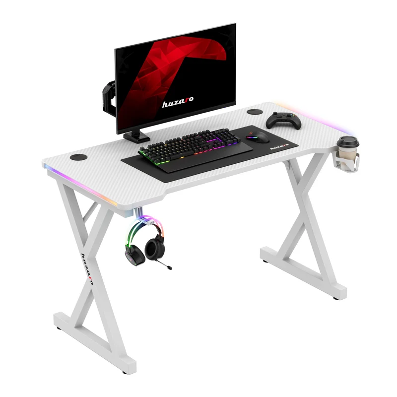 LED Gaming-Schreibtisch Huzaro Hero 2.3 RGB White 120 cm