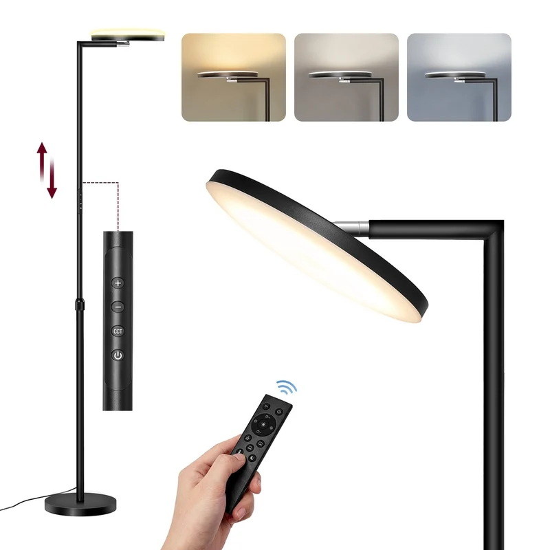 LED Stehlampe höhenverstellbar mit drehbarem Lampenkopf