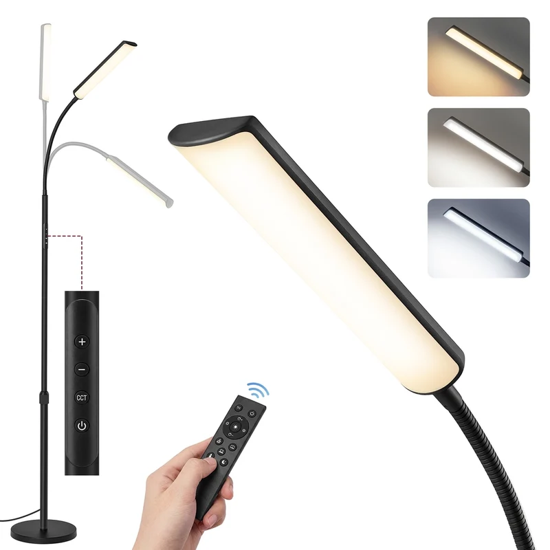 Stehlampe mit Fernbedienung und flexiblem Leselicht