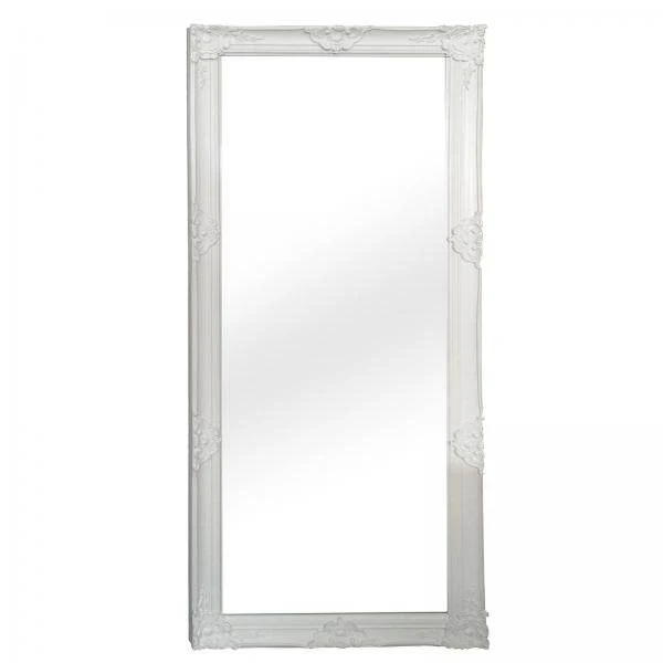 Wandspiegel Holz weiss 80x180cm mit Facettenschliff im Glas Antik Barock Stil