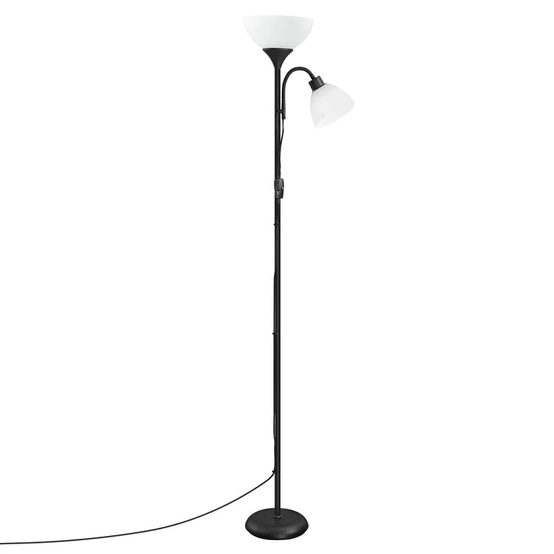 Deckenfluter Stehlampe mit Verstellbarer Leselampe 38,5 x 23,5 x 176 cm Schwarz