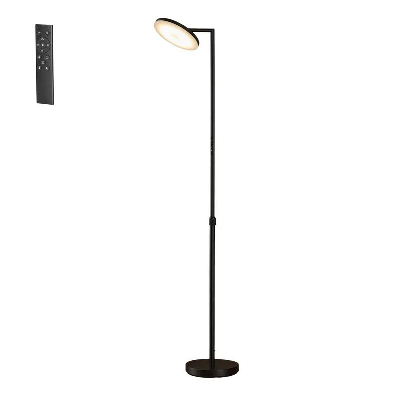 LED Standleuchte höhenverstellbar, Stehlampe mit drehbarem Lampenkopf, Timer