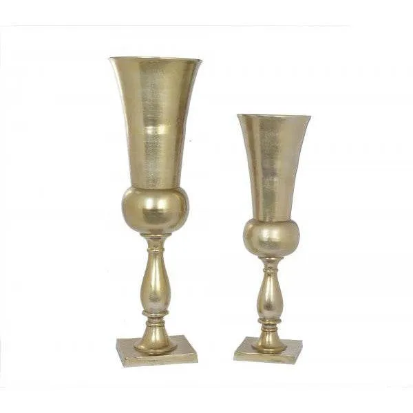 Standkelch mit Kugeldeko Alu Raw antik gold klein