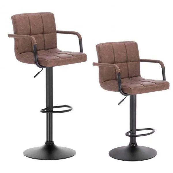Barhocker 2er Set Barstuhl drehbar Stahl dunkelbraun