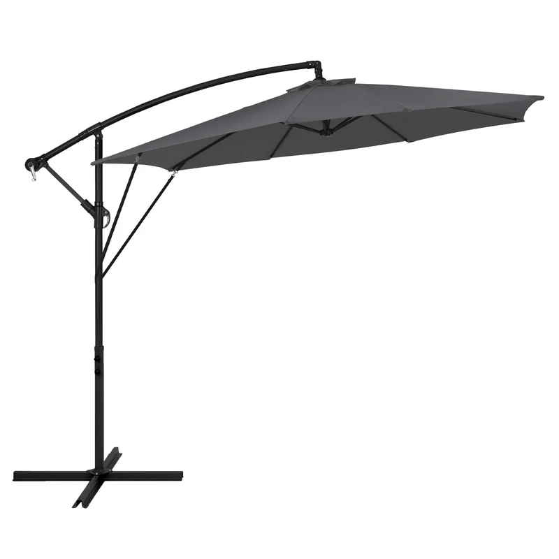 ML-Design | Ampelschirm mit Kurbel, Abdeckung & Ständer, 360°, Ø 300 cm, aus Aluminium, Rund Sonnenschirm mit/ohne LED