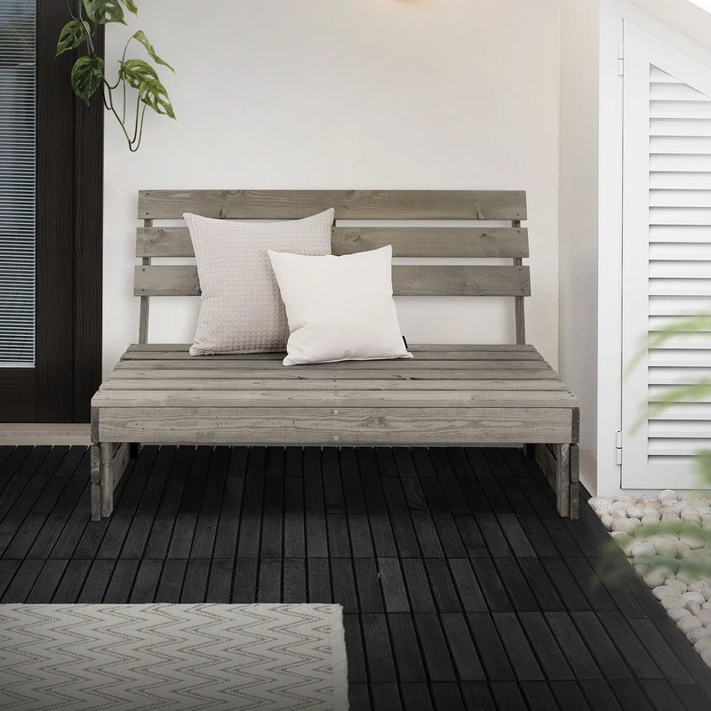 B-Ware Gartenbank 3-Sitzer Grau 120x70x76,5 cm aus Massivholz