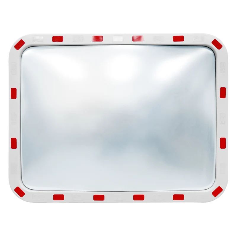 Verkehrsspiegel Sicherheitsspiegel 80x60 cm konvex mit Reflektoren inklusive Halterung