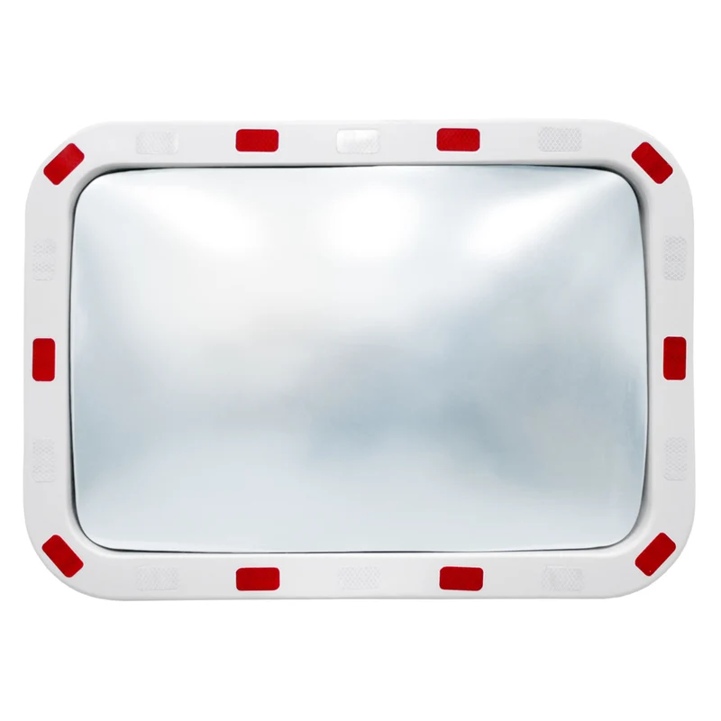 Verkehrsspiegel Sicherheitsspiegel 60x40 cm konvex mit Reflektoren inklusive Halterung