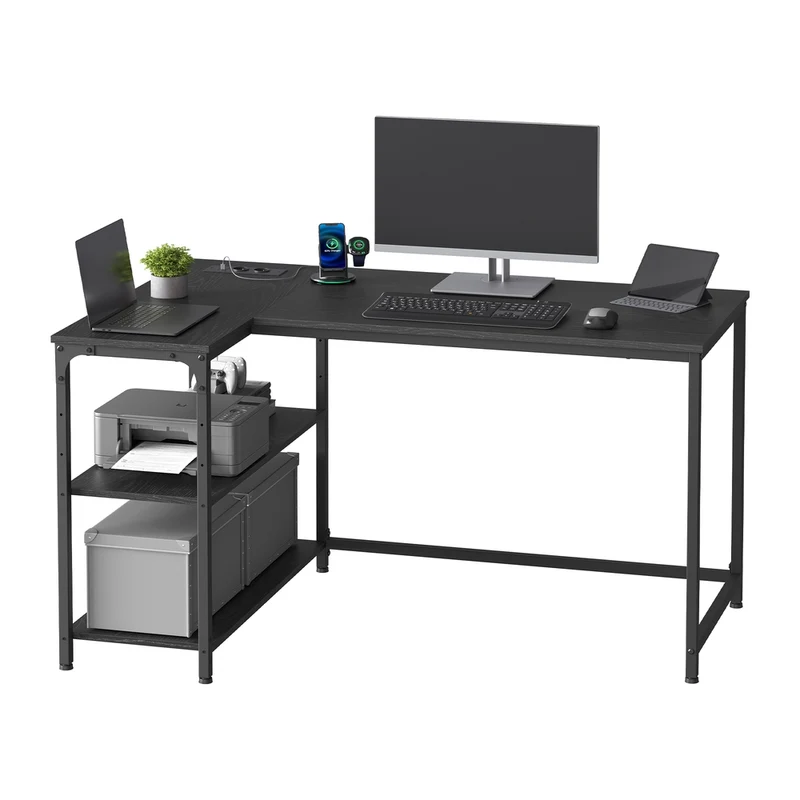 Eckschreibtisch in L Form mit Stauraum für Homeoffice