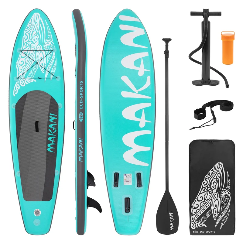 Stand Up Paddle aufblasbares SUP Board Makani 320x80x15 cm in Türkis aus PVC inkl. Pumpe und Tragetasche