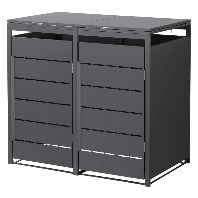 Mülltonnenbox 2er bis 240 Liter 132x80x124 cm aus Stahl in Anthrazit ML-Design