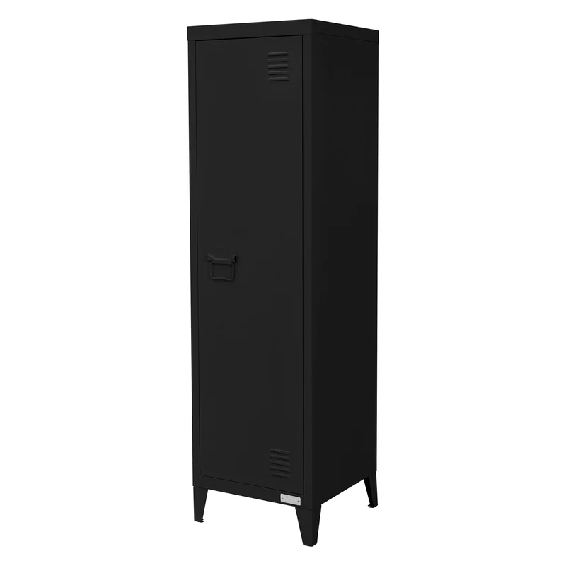 Aktenschrank Spindschrank 1-türig 38x38x137,5 cm Schwarz aus Stahl ML-Design