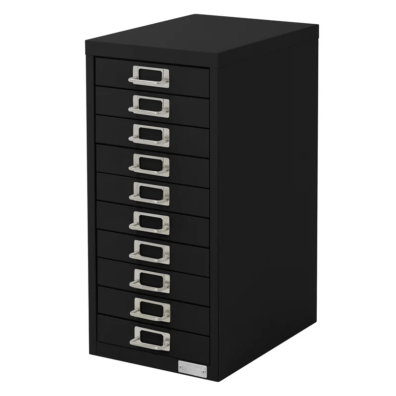 ML-Design | Aktenschrank mit 10 Schubladen 28x38x60 cm aus Stahl, Büroschrank mit Etikettenhalter