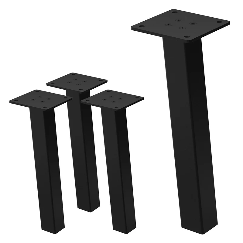 ML-Design | 4er Set Tischbeine schräg I-Design aus pulverbeschichteter Stahl, höhenverstellbare Möbelfüße