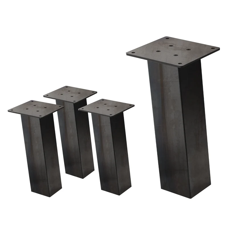 4er Set Tischbeine schräg H30 cm Optik Industrial Stahl Profil 8x8 cm I-Form 96° Neigung ML-Design
