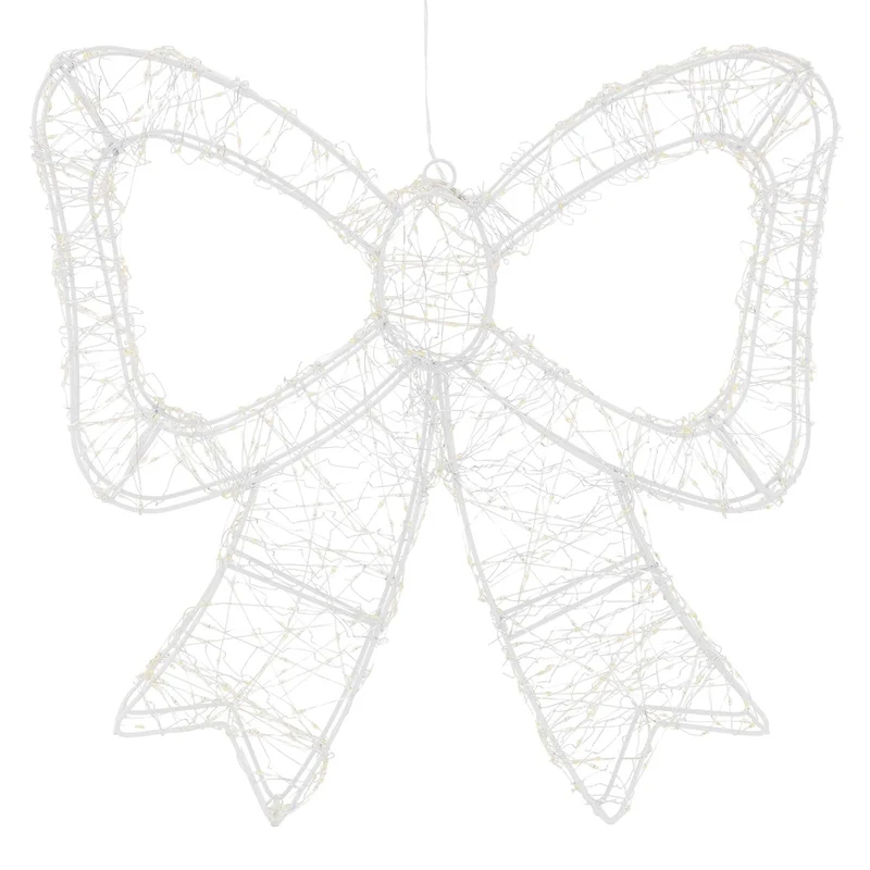 ECD Germany | LED Deko Schleife mit Timer 720 LED 46 cm Metall Warmweiß LED Schleife Weihnachten Weihnachtsdeko Weihnachtsbeleuchtung Außen