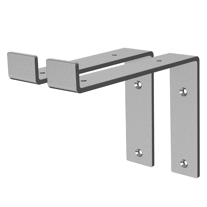 Wandkonsole Regalhalterung 2er Set 200 x 145 mm Grau aus Stahl ML-Design