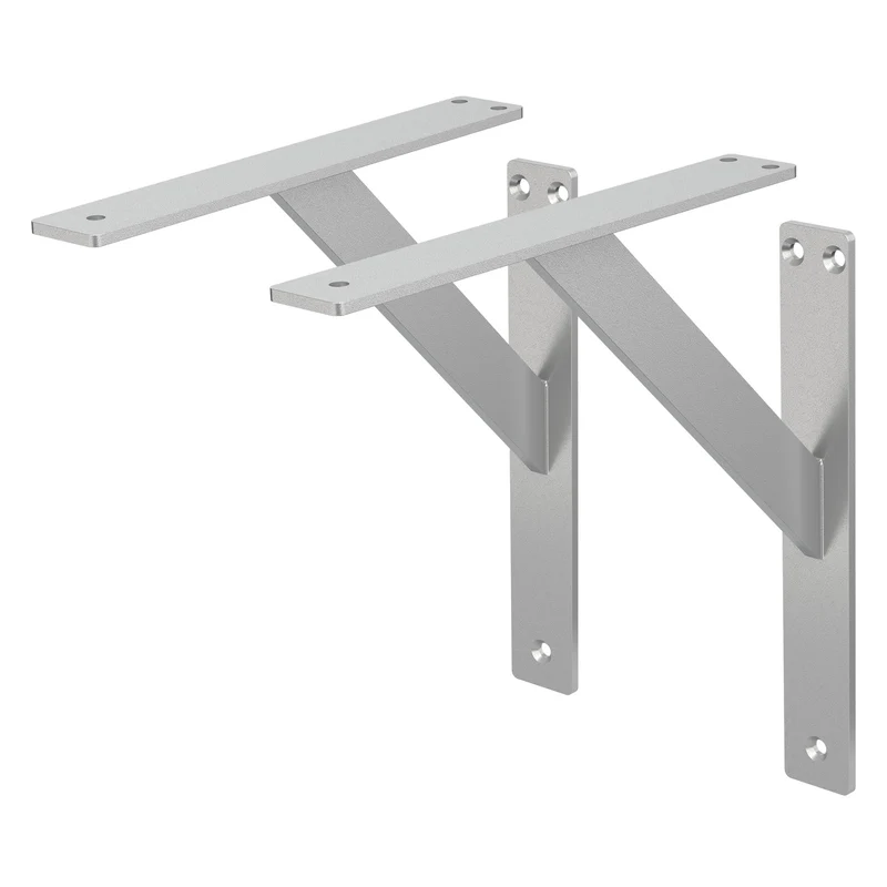 Wandkonsole Regalhalterung 2er Set 240 x 240 mm Silber aus Aluminium ML-Design