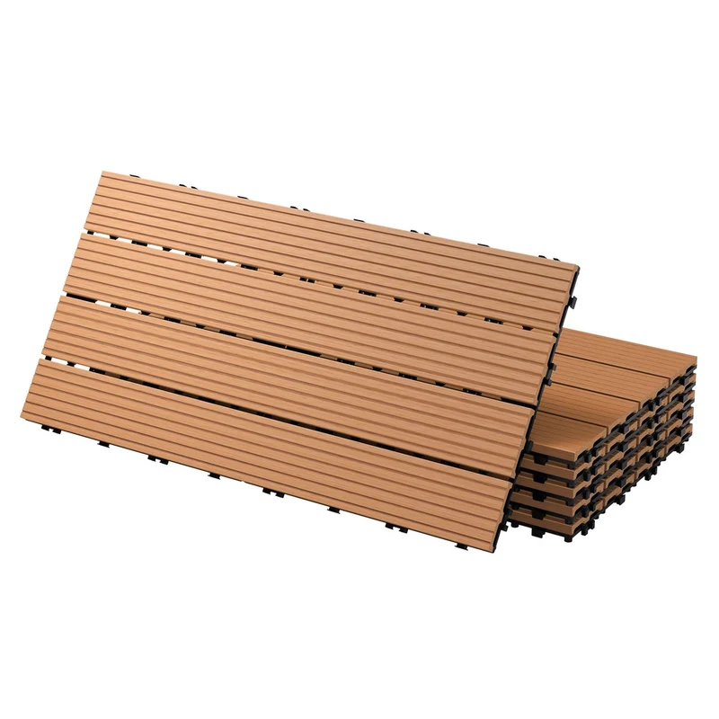 B-Ware Terrassenfliesen 60x30 cm 6er Set für 1m² Hellbraun aus WPC