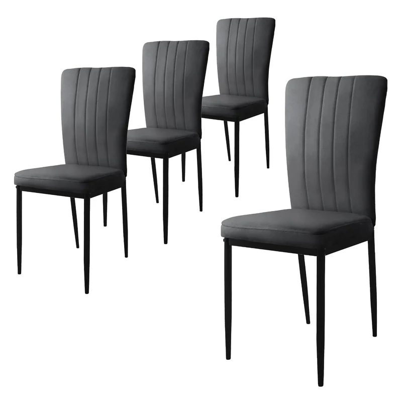 B-Ware Esszimmerstuhl 4er Set Grau mit Samtbezug und Metallbeinen Küchenstuhl ML-Design