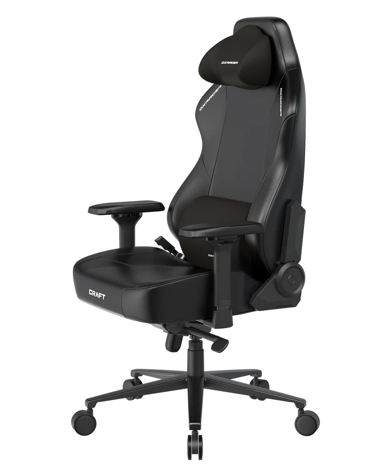DXRacer Craft Serie L Gaming Stuhl ergonomisch, Bürostuhl Chefsessel, Kunstleder, höhenverstellbar, verstellbare Armlehnen, schwarz, B-Ware