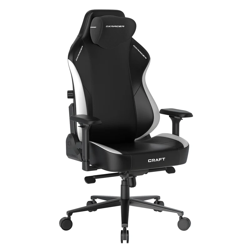 DXRacer Büro- & Gaming Stuhl, Craft Serie XL, Kunstleder, schwarz weiß, B-Ware (Kundenrückläufer)