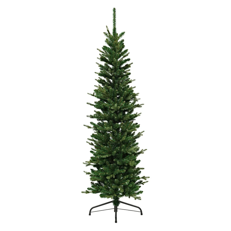 ECD Germany | Künstlicher Weihnachtsbaum Naturgetreu 150 cm Kunststoff Grün Tannenbaum Christbaum mit Standfuß Weihnachtsdeko Innen Kunstbaum schmal
